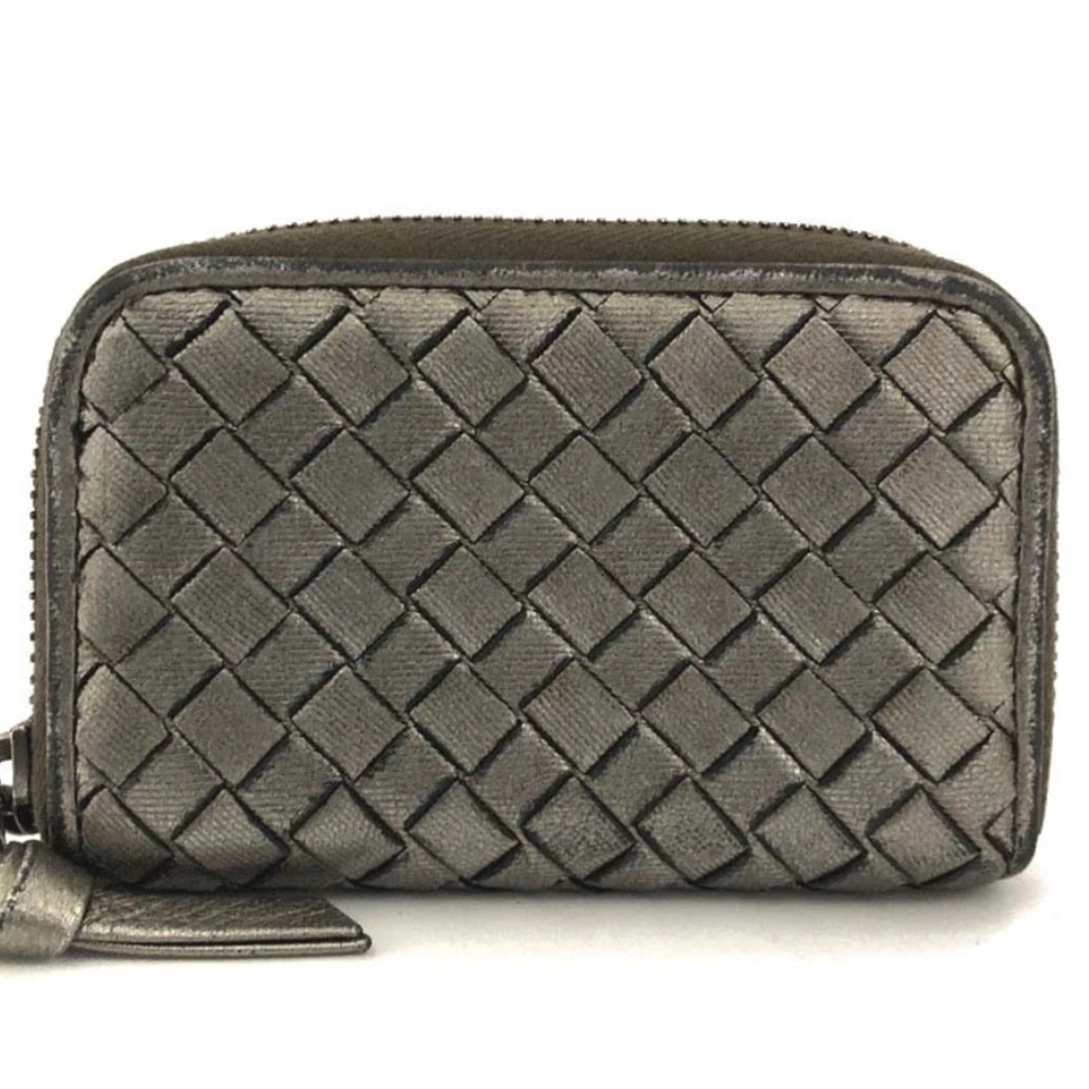 Bottega Veneta Metallic Leather Zip Coin Purse